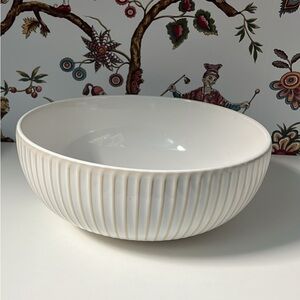 White Striped Ceramic Bowl